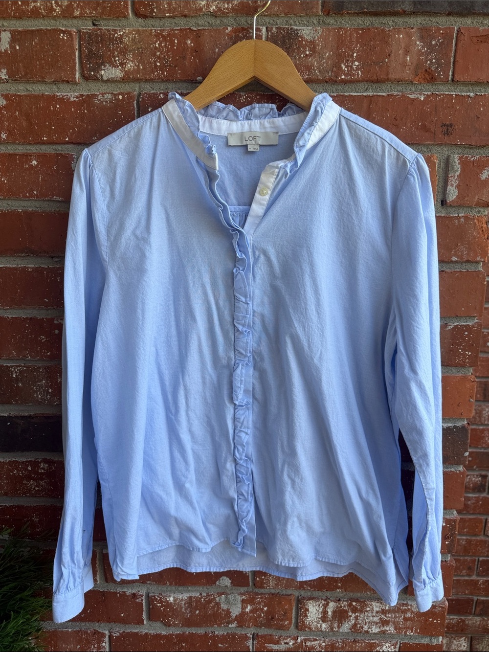 LOFT Soft Blue Textured Top
